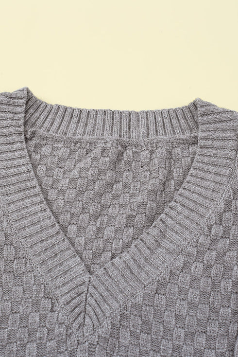 V-Neck Twist Knitted Vest Sweater
